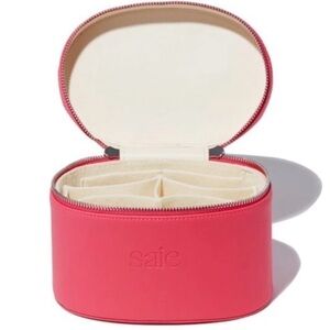 New Saie Bright Pink Fuschia Cosmetic Travel Vanity Case with Top Handle